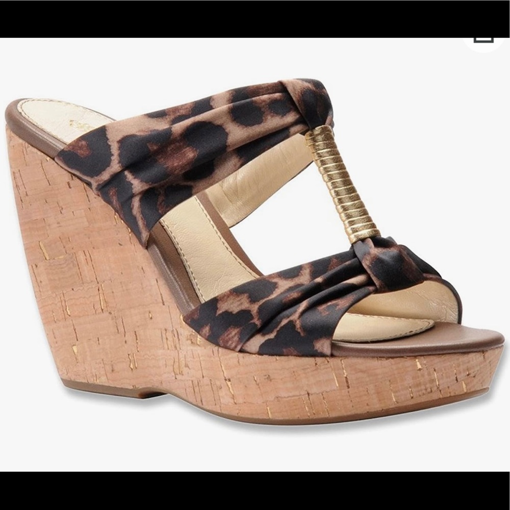 Isola Oma Leopard Print Wedge Sandals